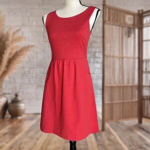 BANANA REPUBLIC Red Sleeveless Knit Dress Gathered Waist Cutout Back Size 0